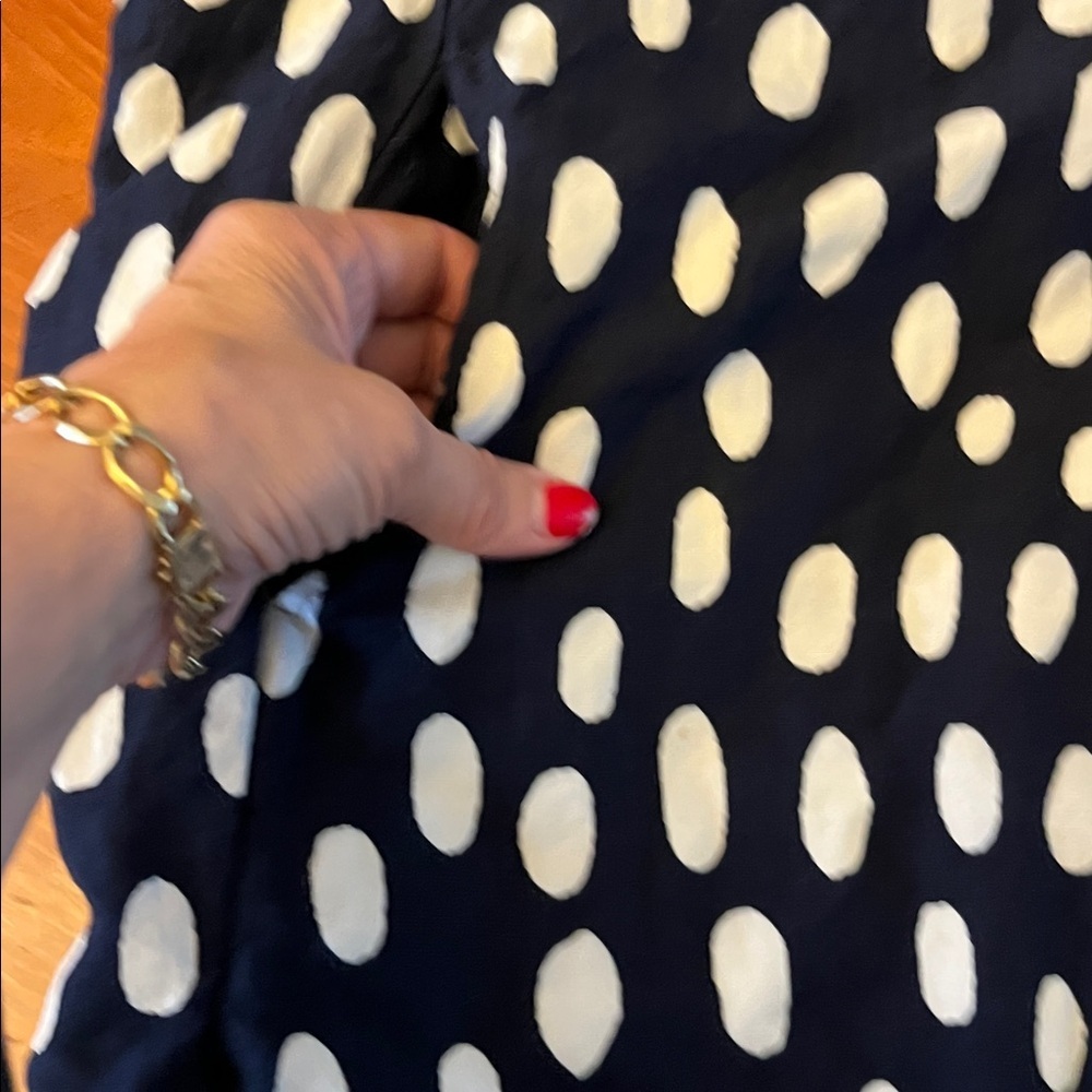 Olga de Polga Linen Blend Navy Polka Dot Shirt Dress - Size 0 (6-8) - Picture 9 of 9